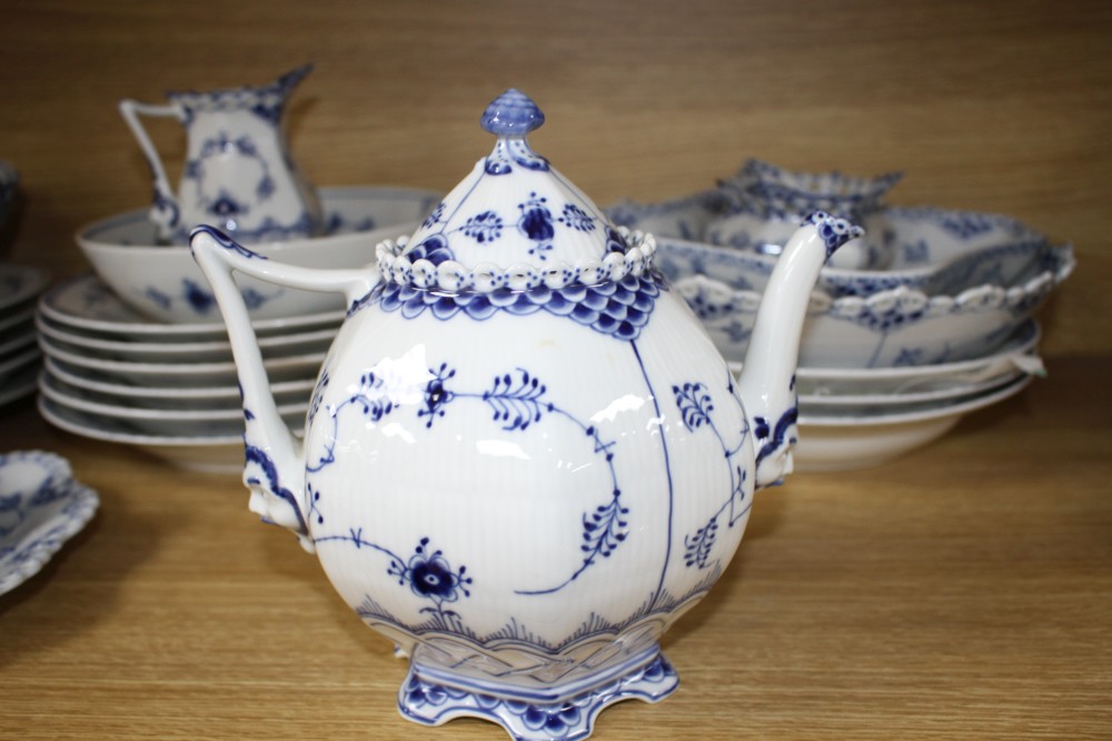 A collection of assorted Royal Copenhagen Blue Fluted tablewares